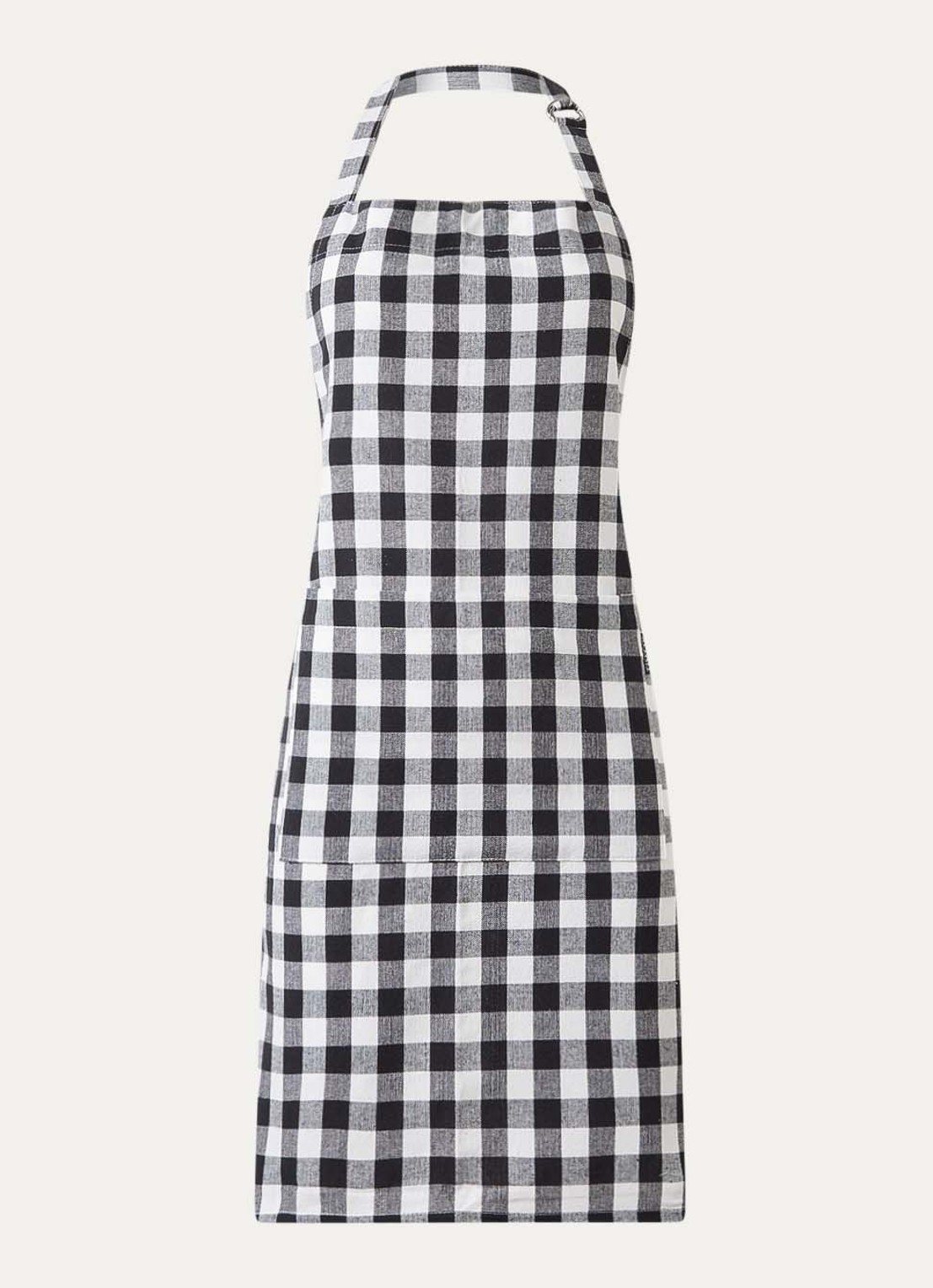 Tiseco Gingham keukenschort van katoen - voorkant zwart