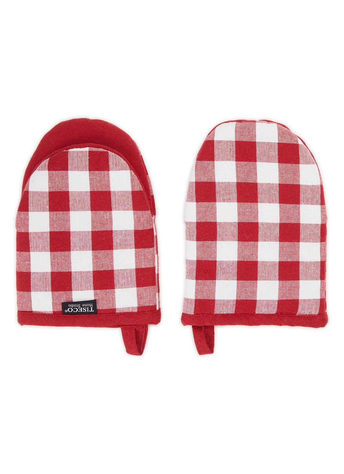 Tiseco Gingham ovenwant set van 2 - voorkant rood