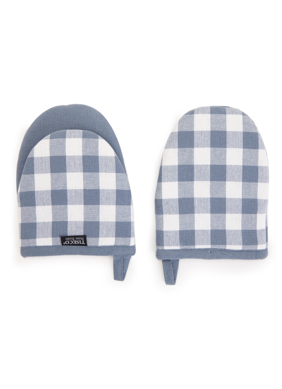Tiseco Gingham ovenwant set van 2 - voorkant blauwgrijs