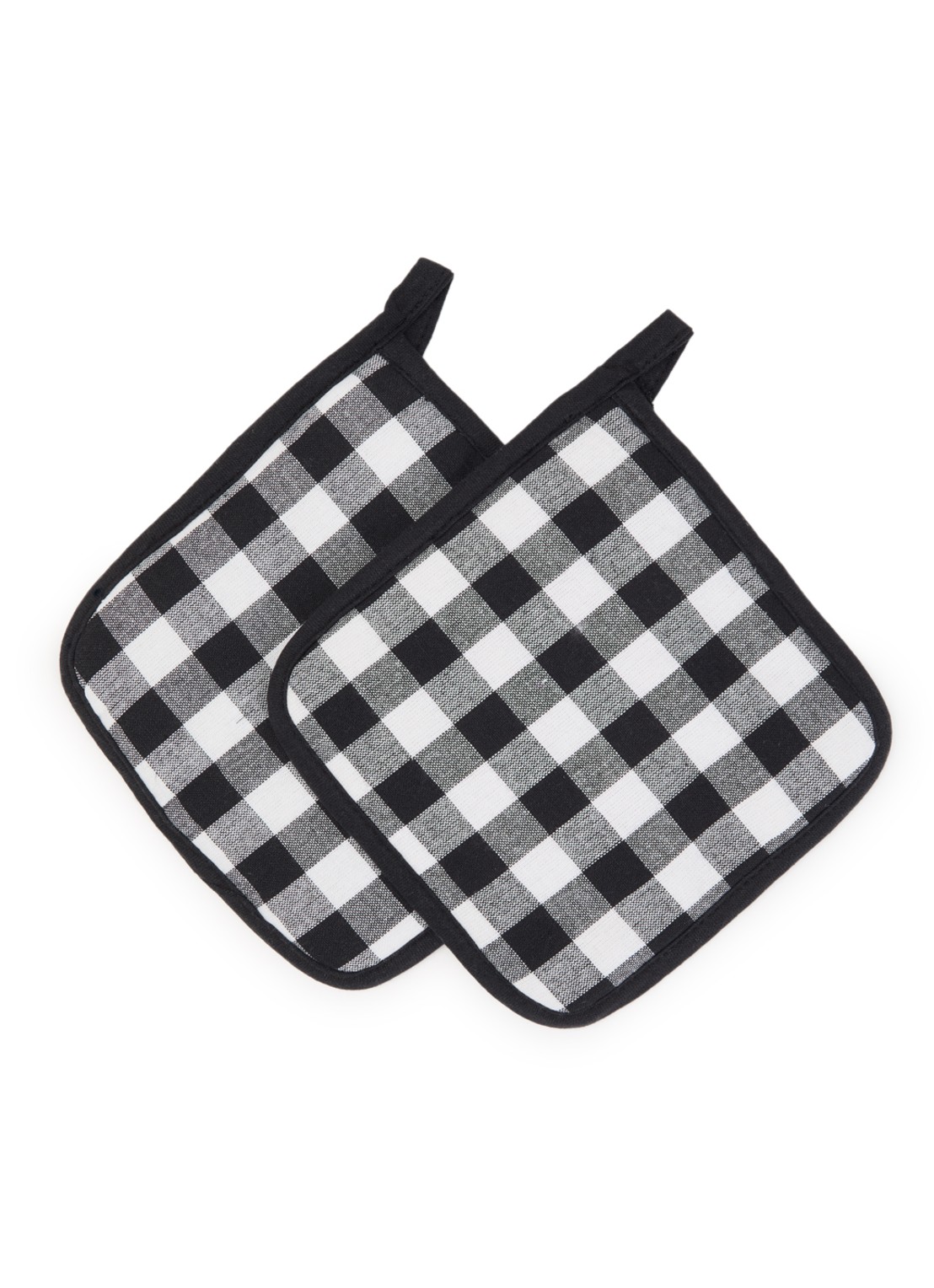 Tiseco Gingham pannenlap set van 2 - voorkant zwart