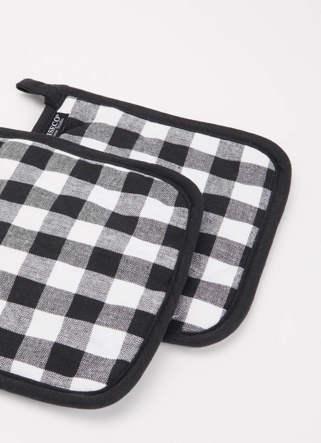 Tiseco Gingham pannenlap set van 2 - voorkant 2 zwart