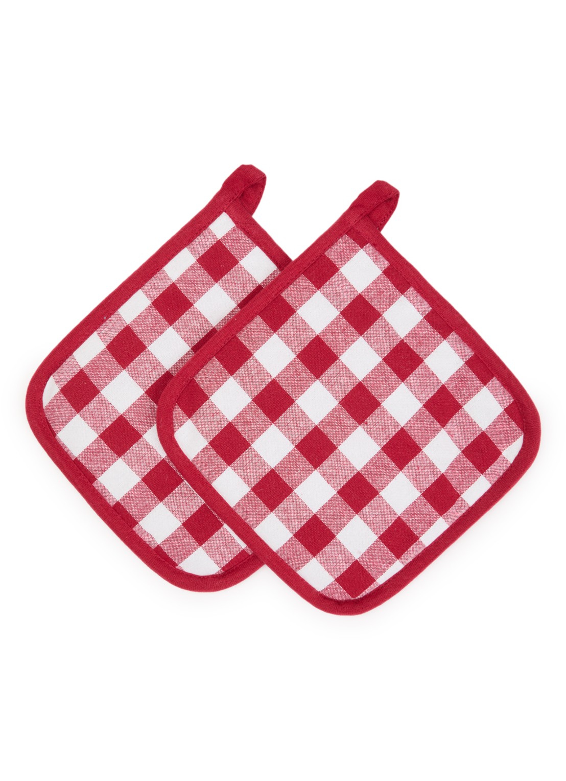 Tiseco Gingham pannenlap set van 2 - voorkant rood