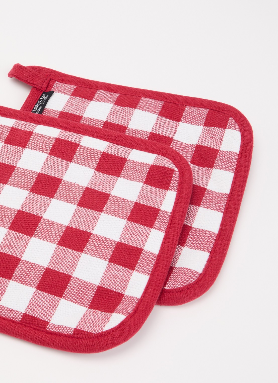 Tiseco Gingham pannenlap set van 2 - voorkant 2 rood
