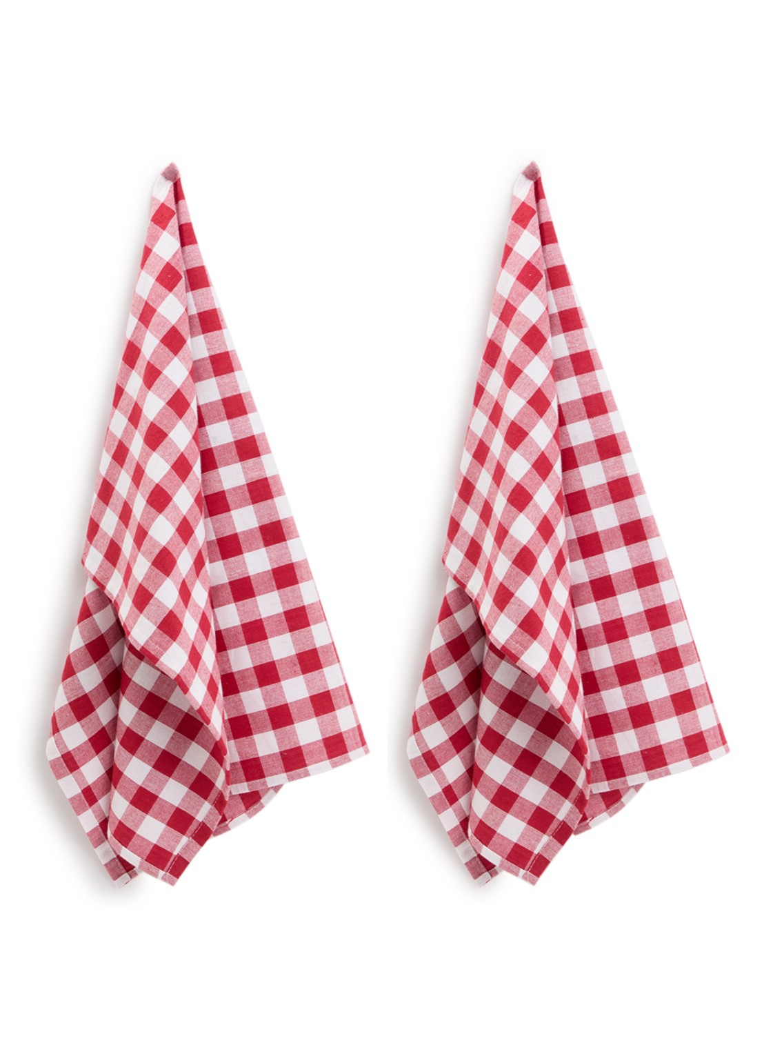 Tiseco Gingham theedoek 50 x 70 cm set van 2 - voorkant donkerrood