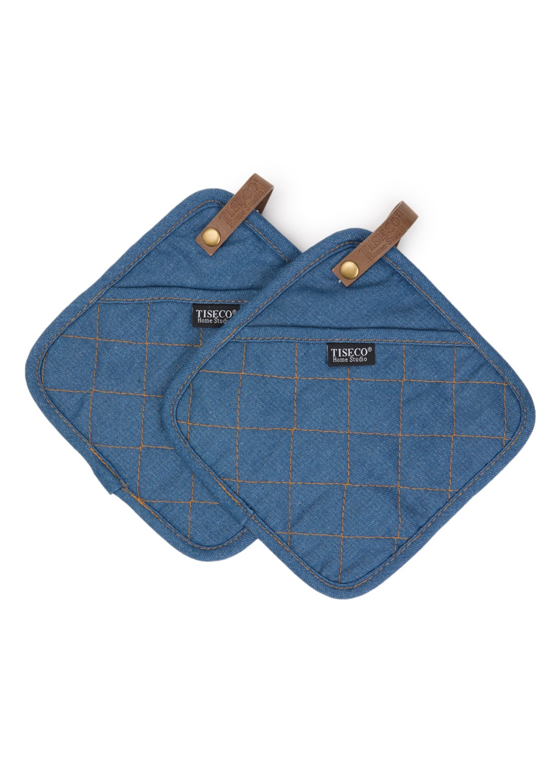 Tiseco Indigo pannenlap set van 2 - voorkant indigo