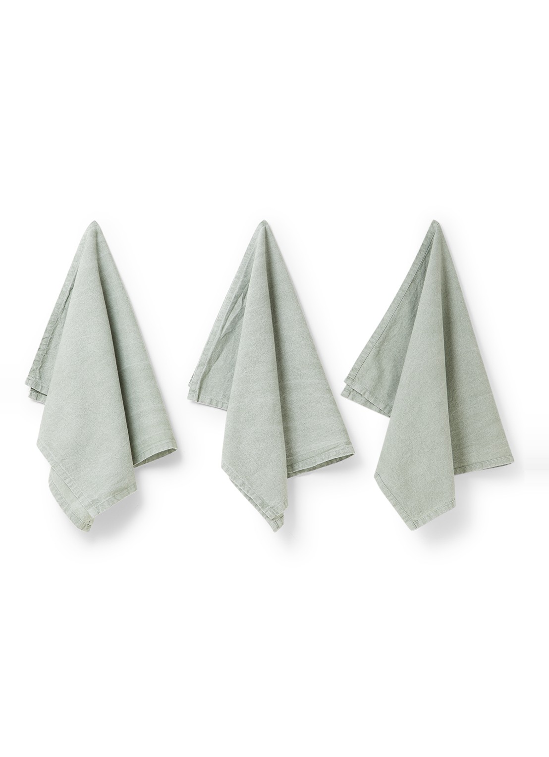 Tiseco Myrna keukendoek 45 x 70 cm set van 3 - voorkant 2 zeegroen
