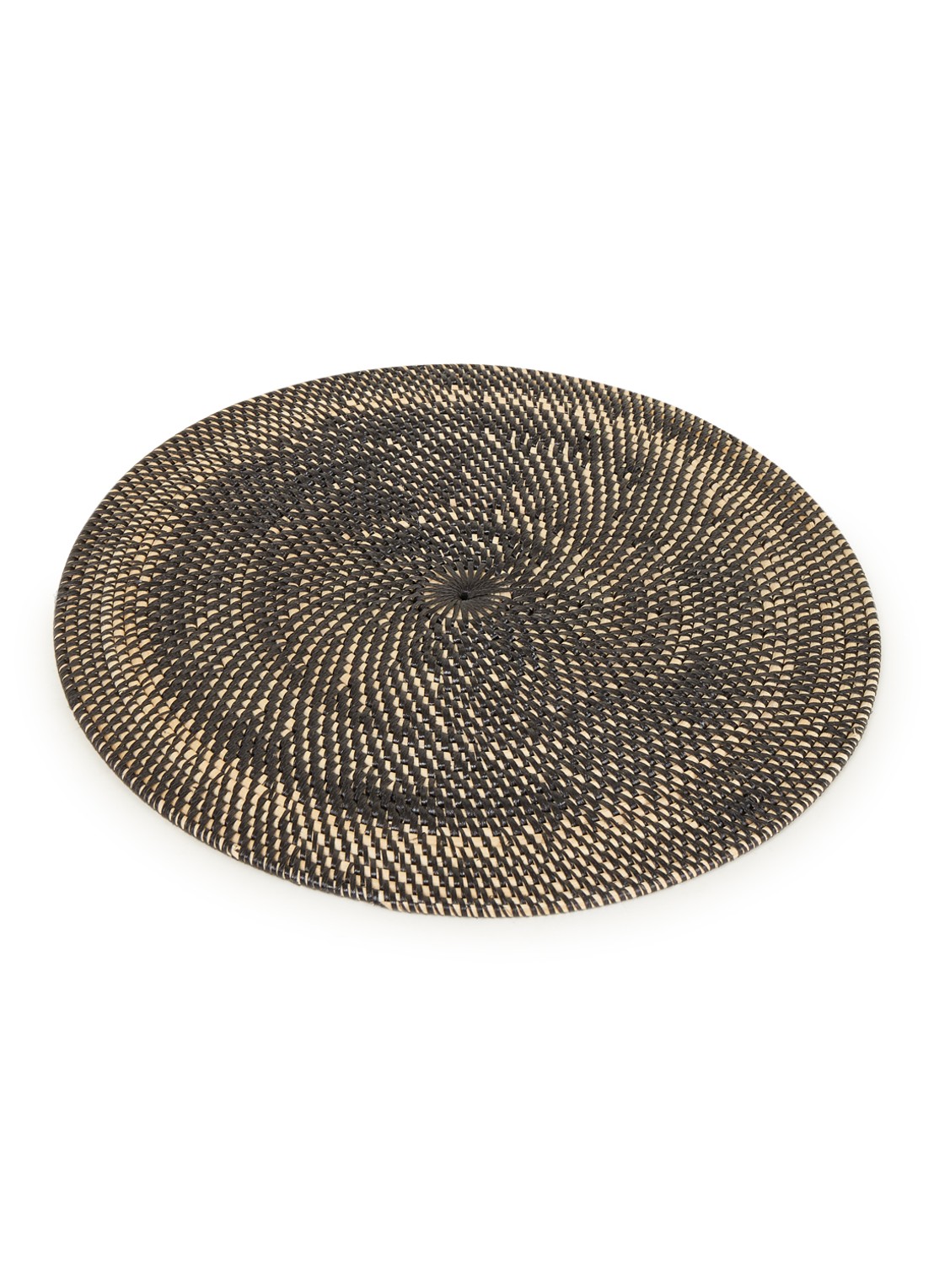 Tiseco Rattan placemat 36 cm  - voorkant 2 zwart
