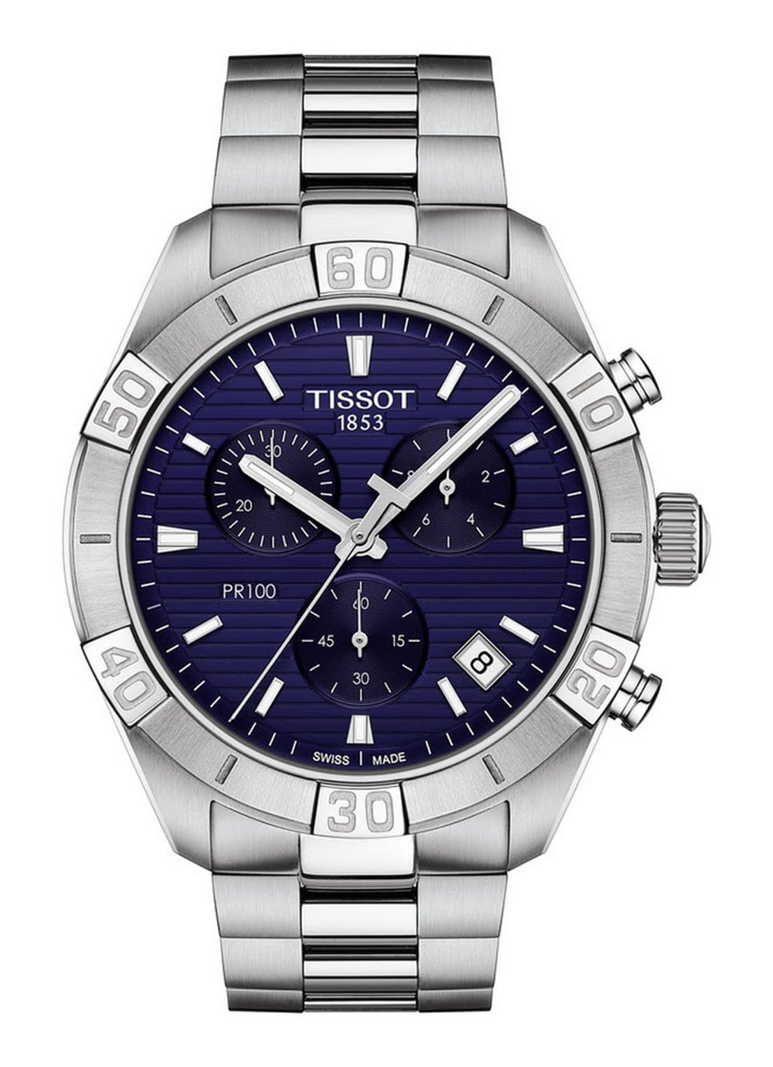 Tissot PR100 Gent Chic Chrono horloge T1016171104100 - voorkant zilver