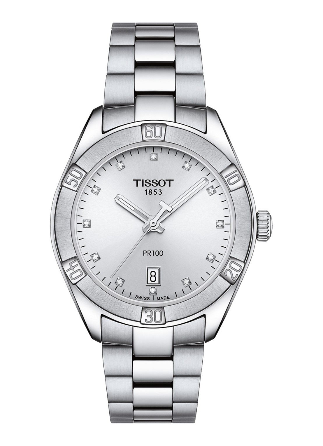Tissot PR100 Sport Chic horloge T1019101103600 - voorkant zilver