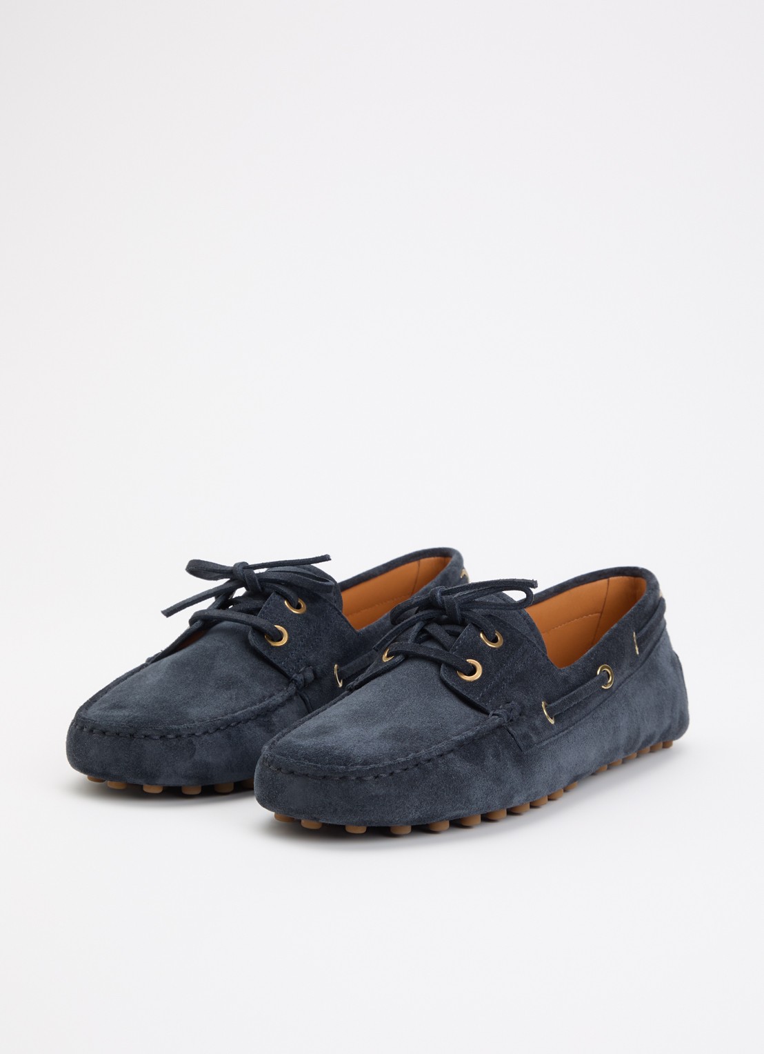 Tod's Boat Gommino mocassin van kalfssuède - detail donkerblauw