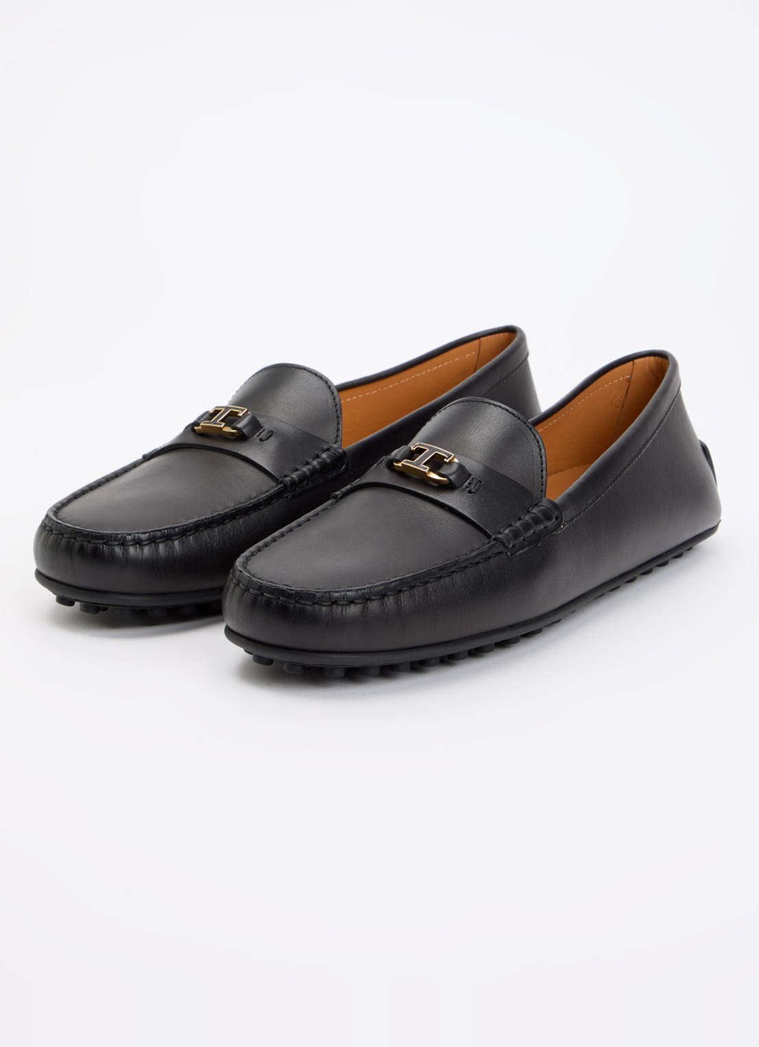 Tod's Gomma mocassin van kalfsleer met logo  - detail 3 zwart