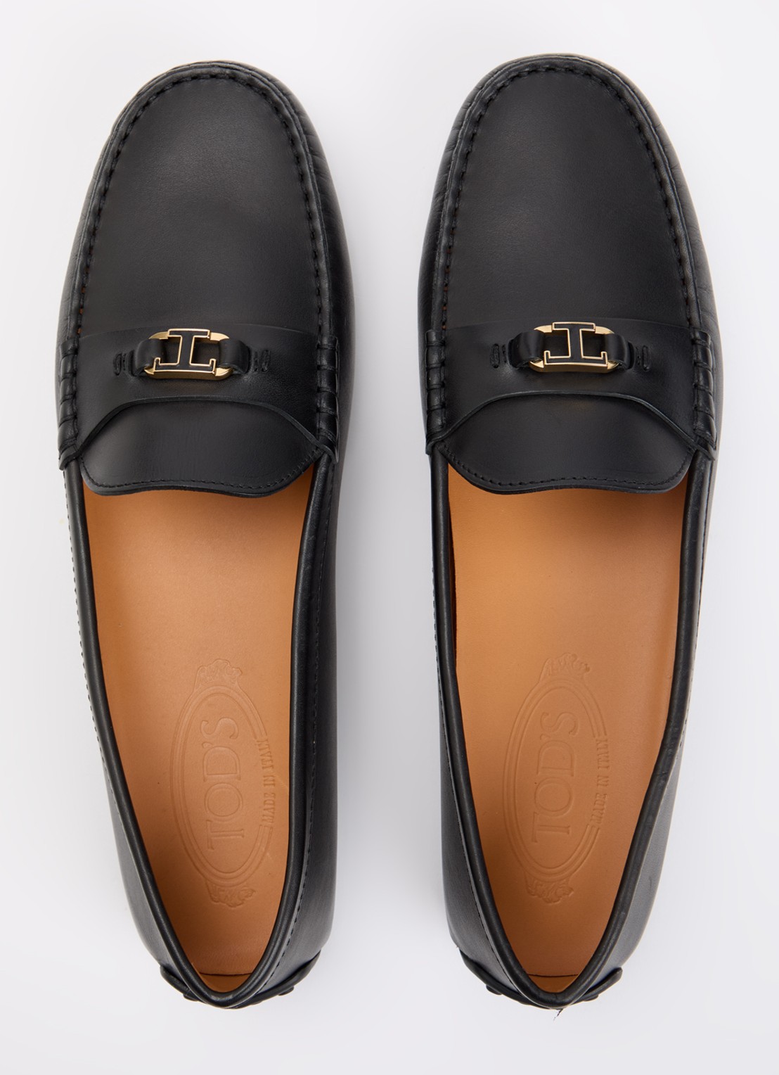 Tod's Gomma mocassin van kalfsleer met logo  - detail 4 zwart