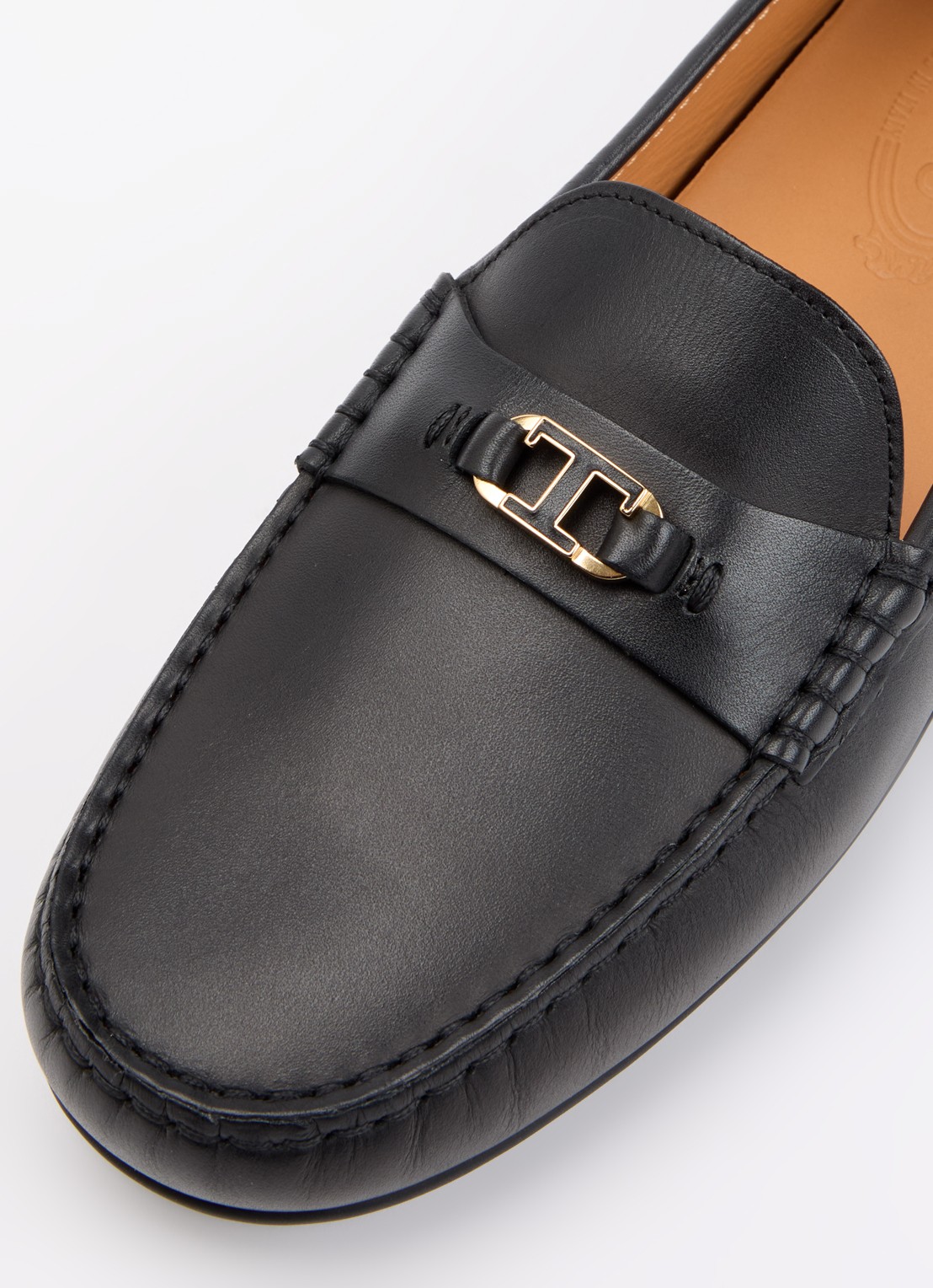 Tod's Gomma mocassin van kalfsleer met logo  - detail 6 zwart