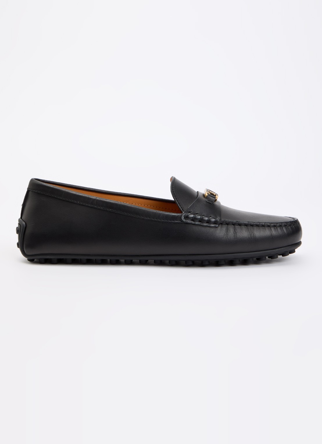 Tod's Gomma mocassin van kalfsleer met logo  - voorkant 2 zwart