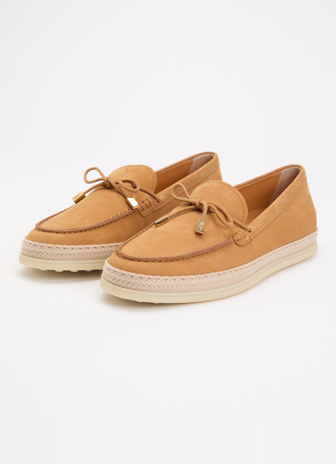 Tod's Gomma mocassin van nubuck met details van raffia - detail 2 cognac