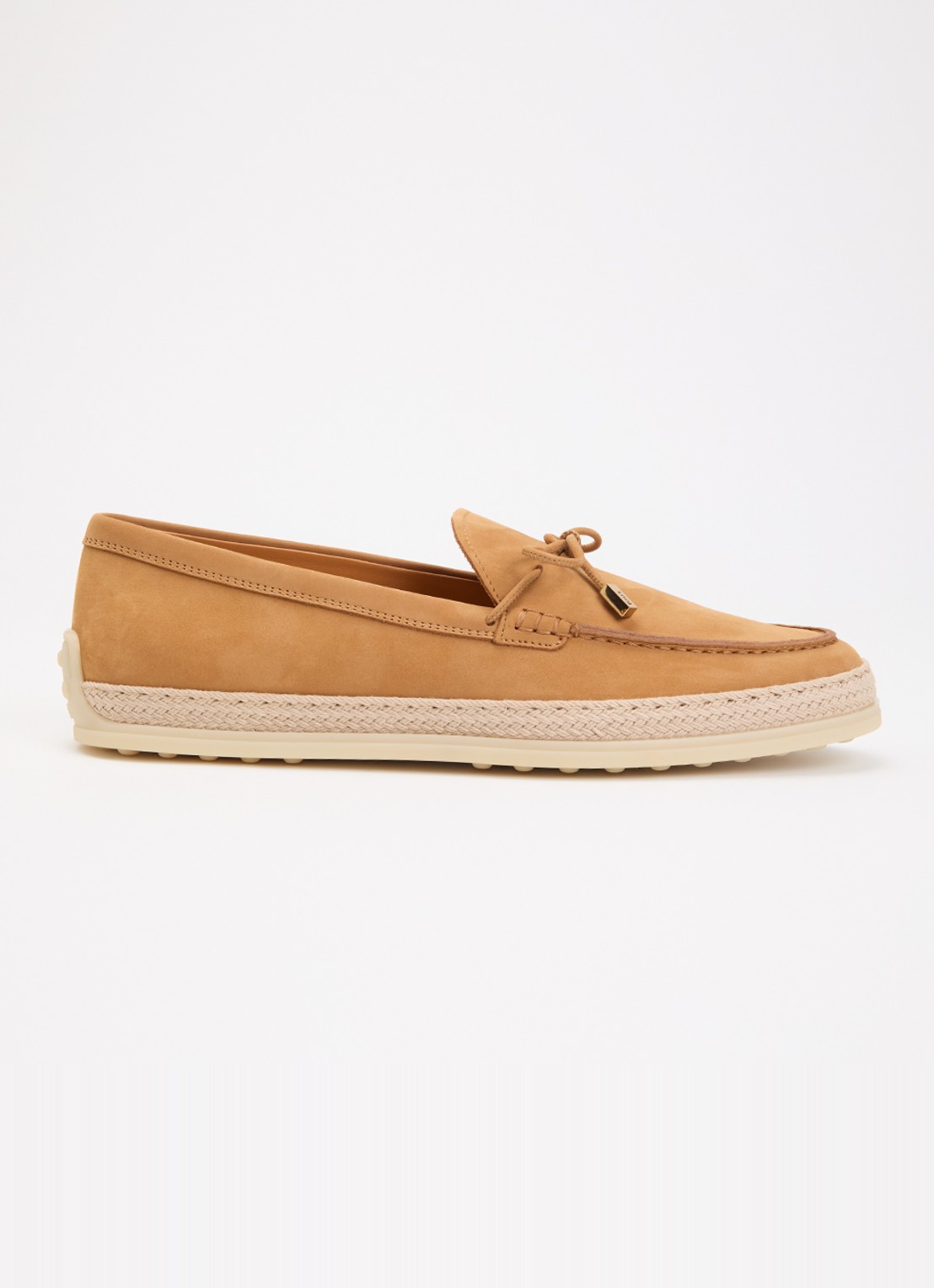 Tod's Gomma mocassin van nubuck met details van raffia - voorkant 6 cognac