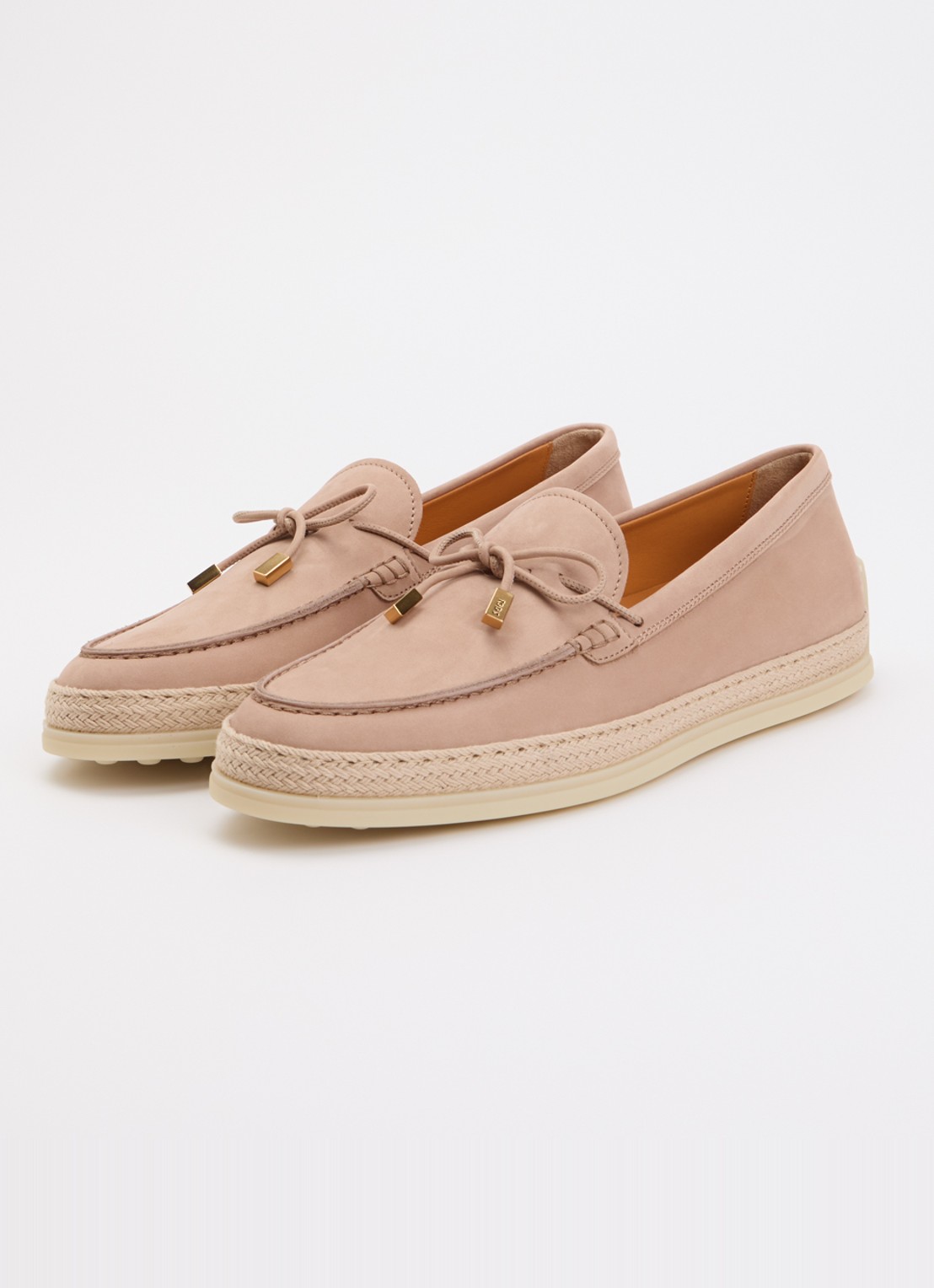 Tod's Gomma mocassin van nubuck met details van raffia - detail 3 oudroze