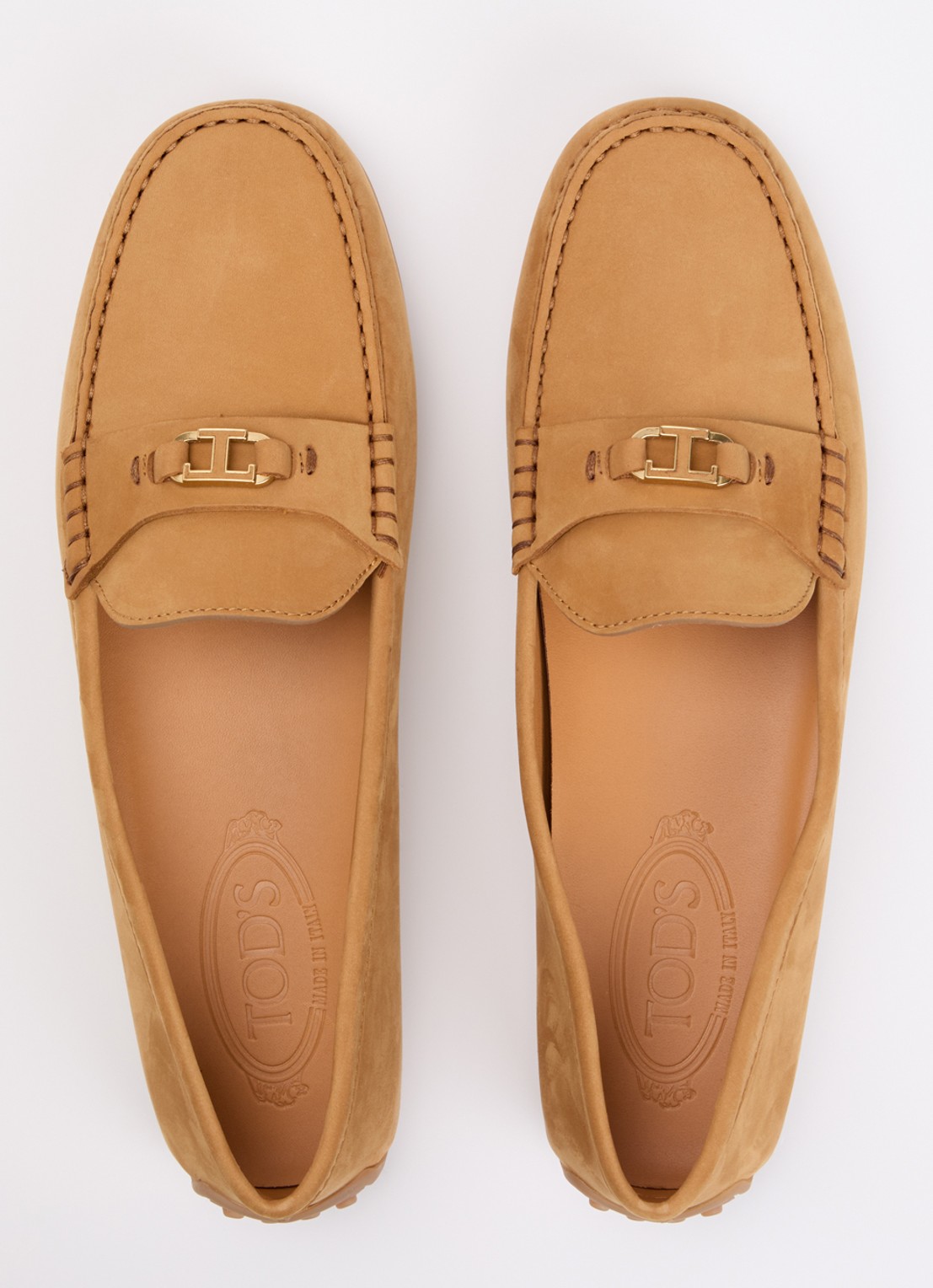 Tod's Gomma moccasin van nubuck - detail 4 camel
