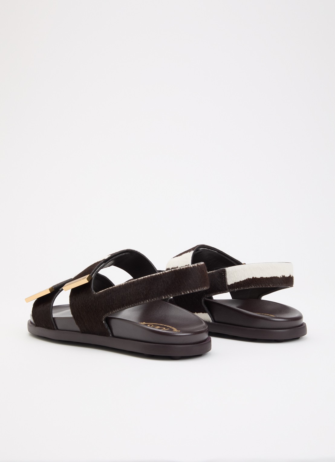 Tod's Gomma sandaal van koeienvacht - achterkant zwart