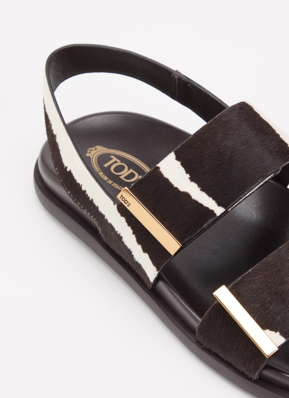 Tod's Gomma sandaal van koeienvacht - detail 6 zwart