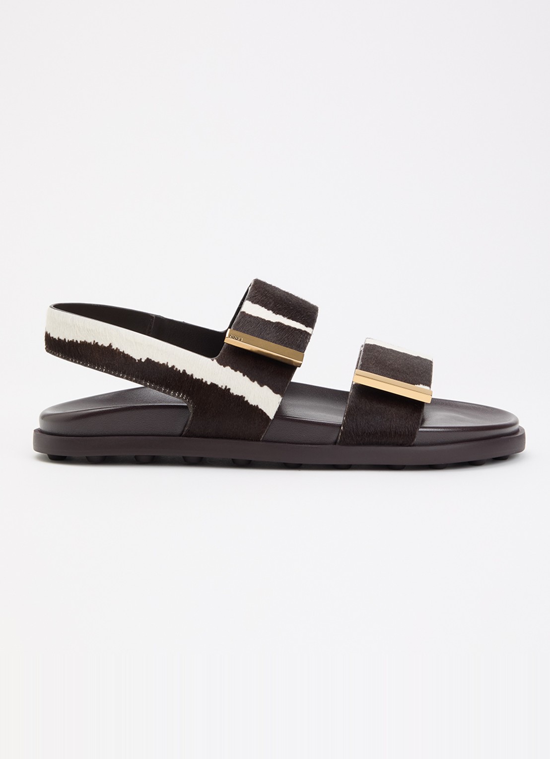 Tod's Gomma sandaal van koeienvacht - voorkant 2 zwart