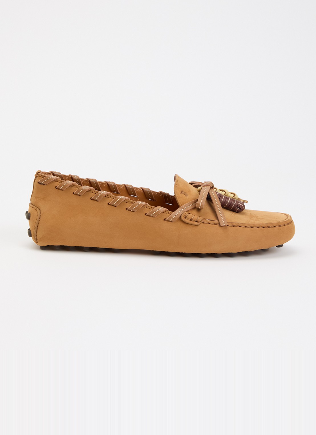 Tod's Gommino 22L mocassin van suède met gevlochten details - voorkant 2 camel