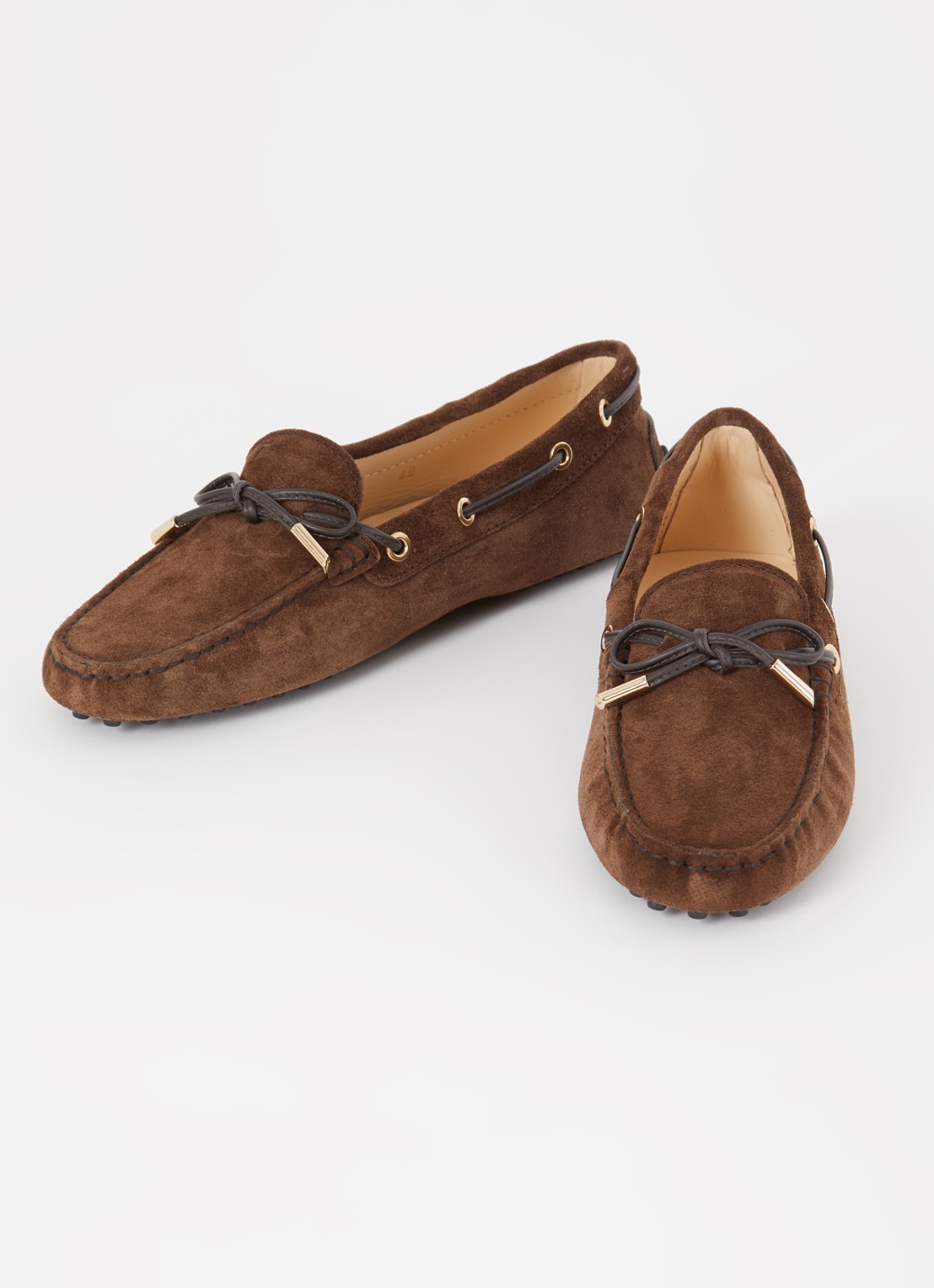 Tod's Gommino Driving bootschoen van suède - detail donkerbruin