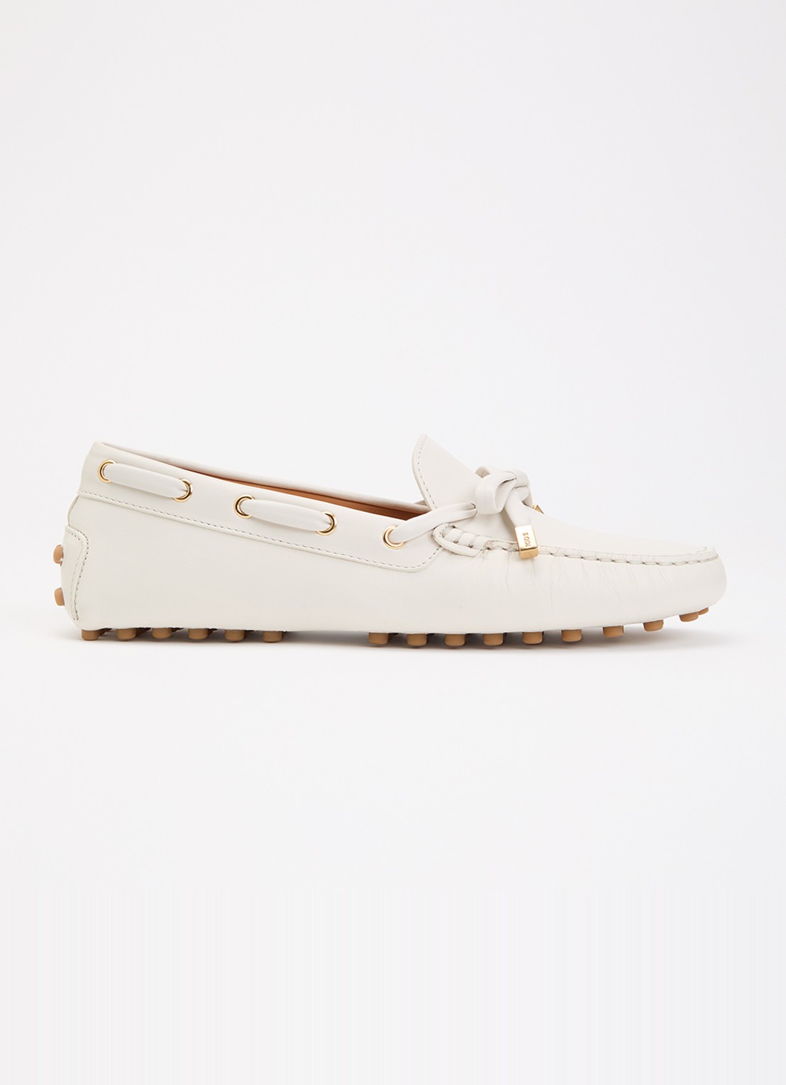 Tod's Gommino mocassin van kalfsleer - voorkant 2 gebroken wit