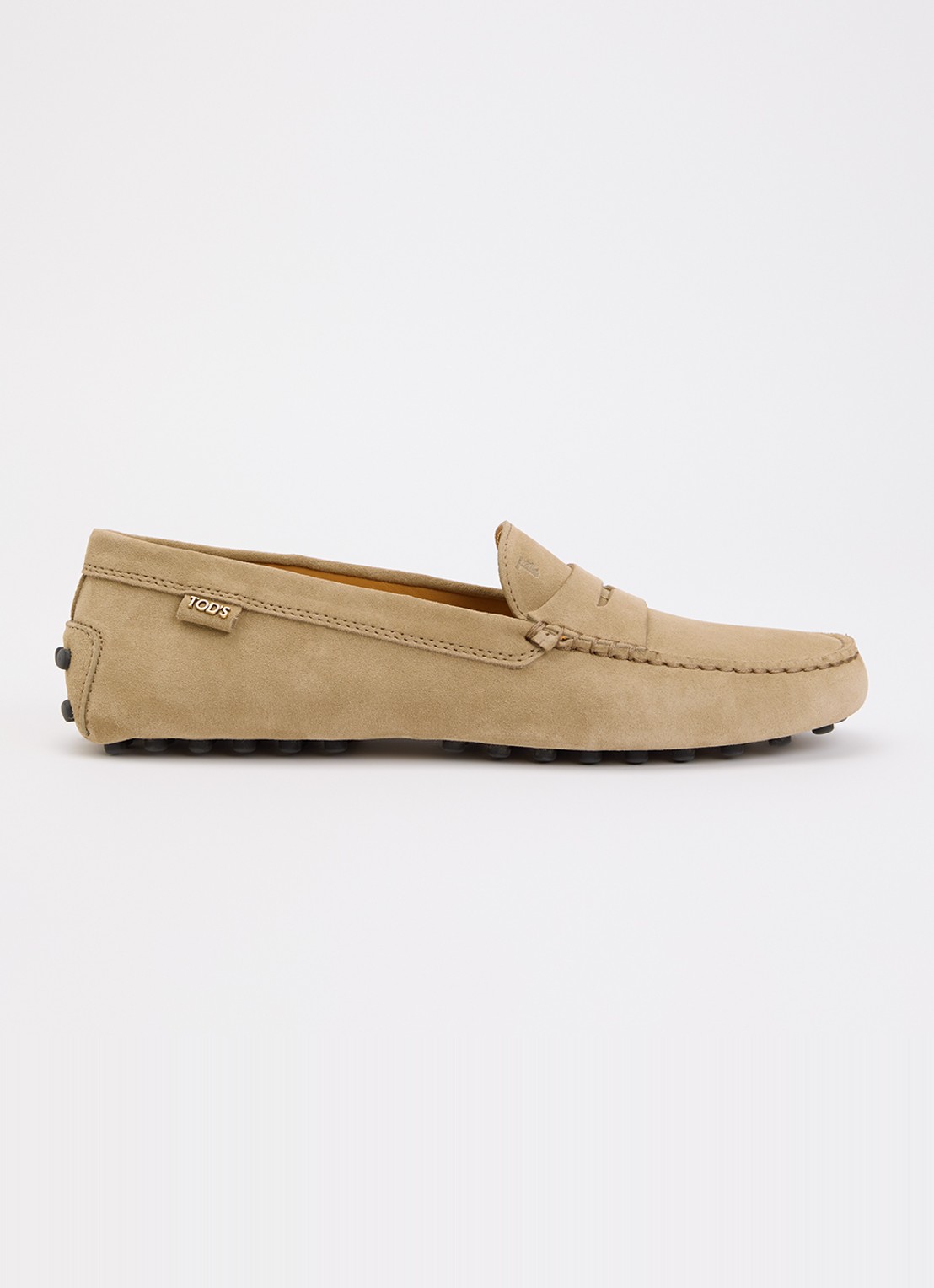 Tod's Gommino mocassin van kalfssuède - voorkant beige