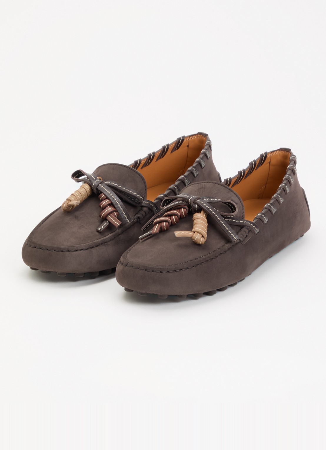 Tod's Gommino mocassin van leer met gevlochten details - detail 2 donkerbruin