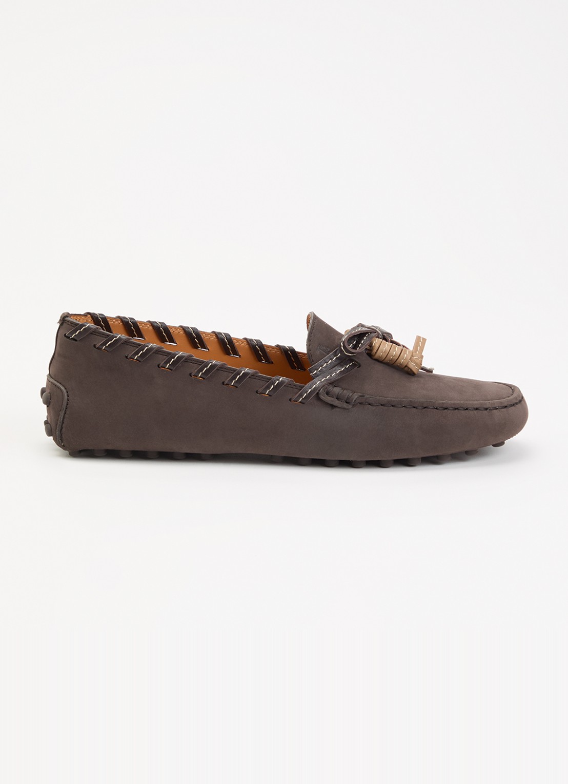 Tod's Gommino mocassin van leer met gevlochten details - voorkant 6 donkerbruin