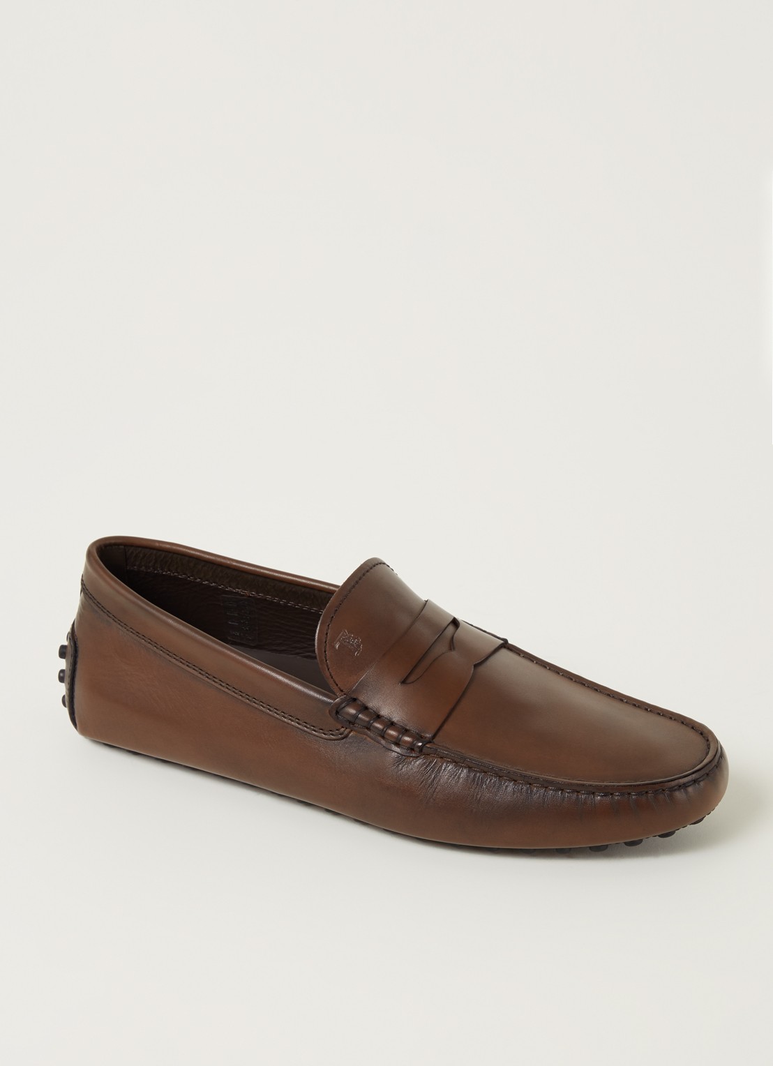 Tod's Gommino mocassin van leer  - voorkant 6 donkerbruin