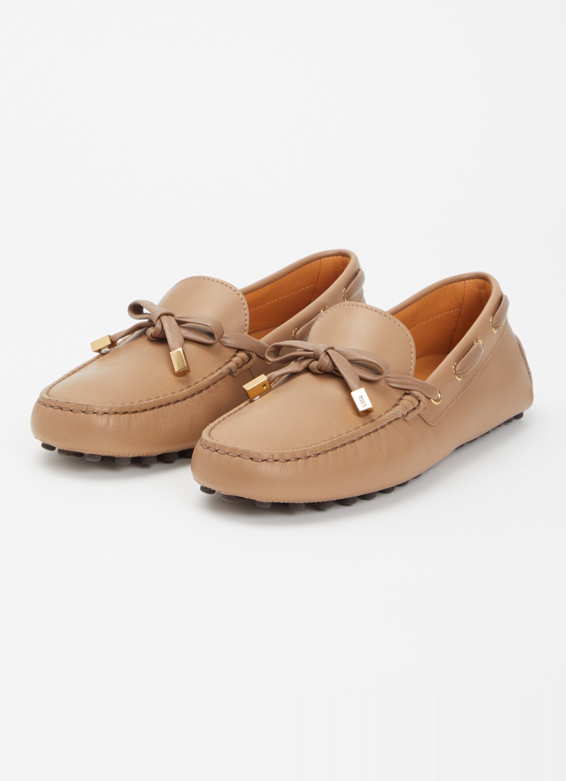 Tod's Gommino mocassin van leer - detail 3 lichtbruin