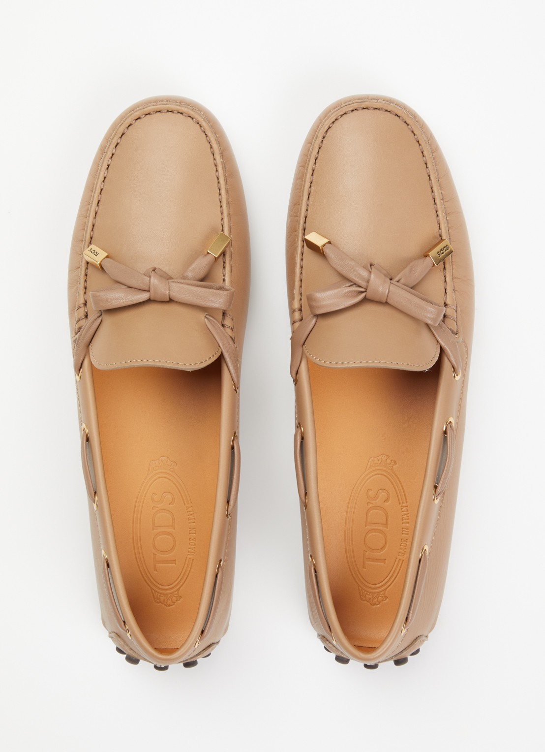 Tod's Gommino mocassin van leer - detail 4 lichtbruin