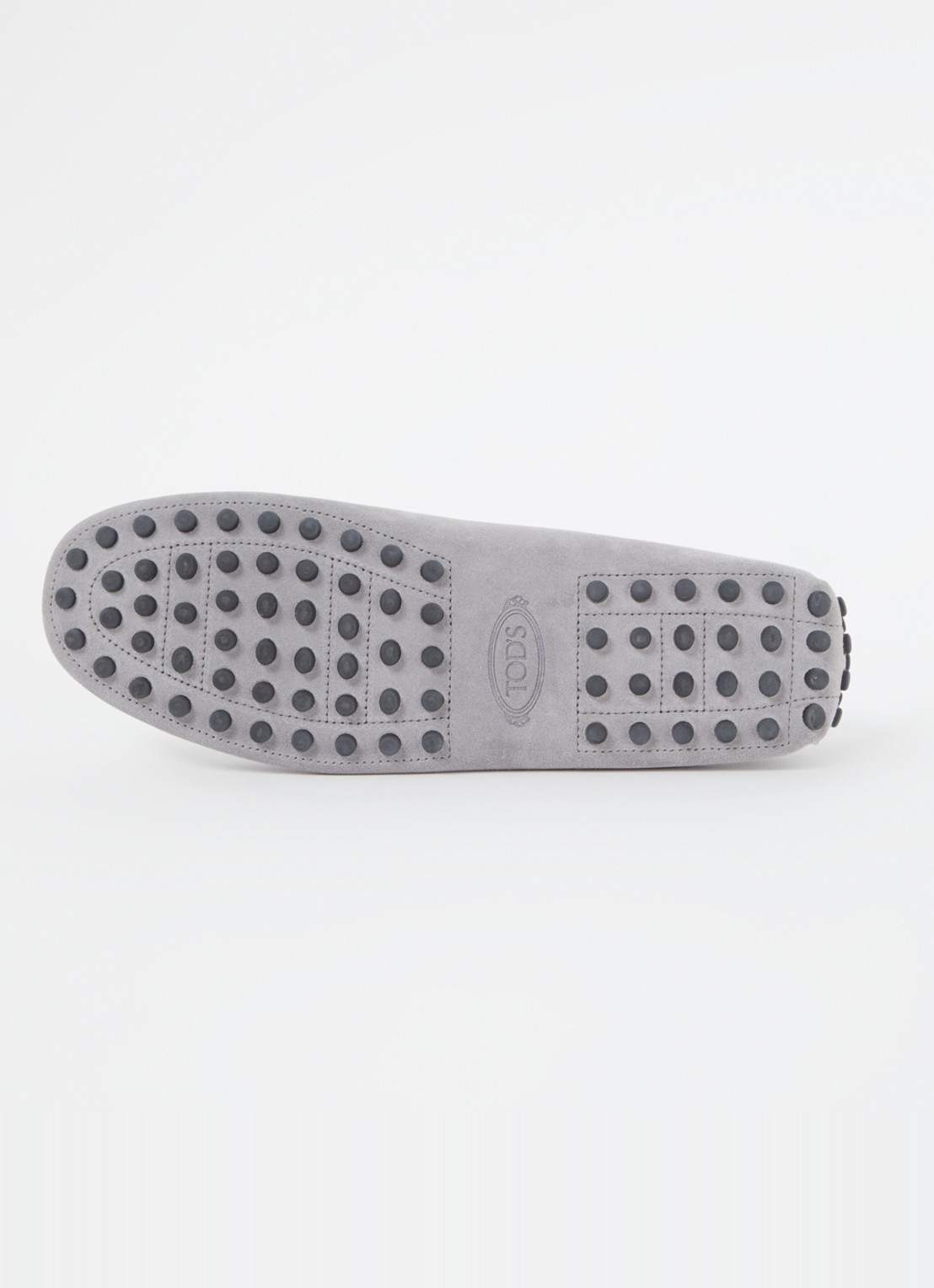 Tod's Gommino mocassin van suède - detail 4 lichtgrijs
