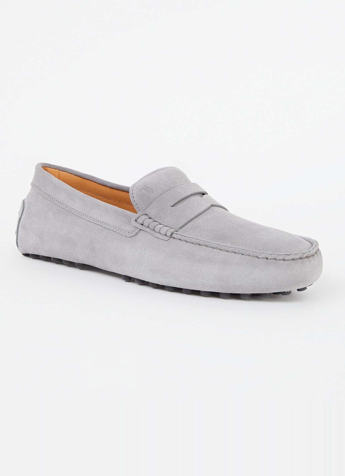 Tod's Gommino mocassin van suède - voorkant lichtgrijs