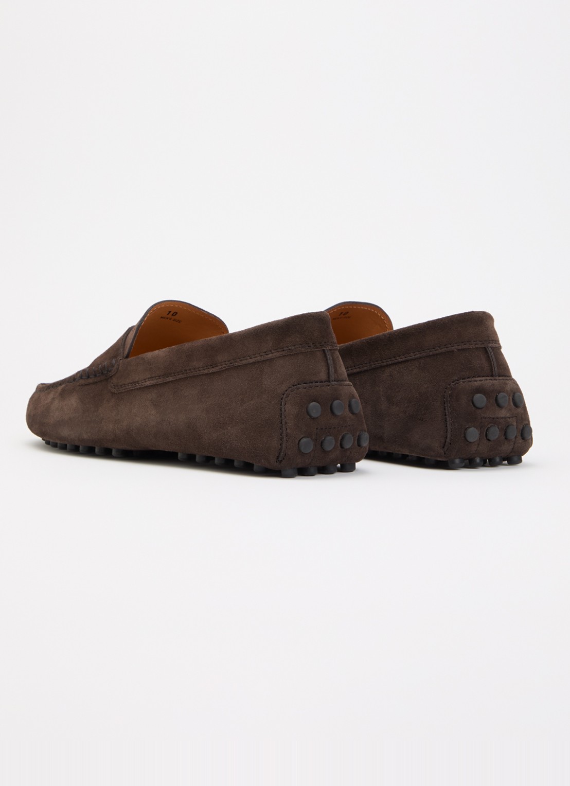 Tod's Gommino mocassin van suède - achterkant 5 donkerbruin