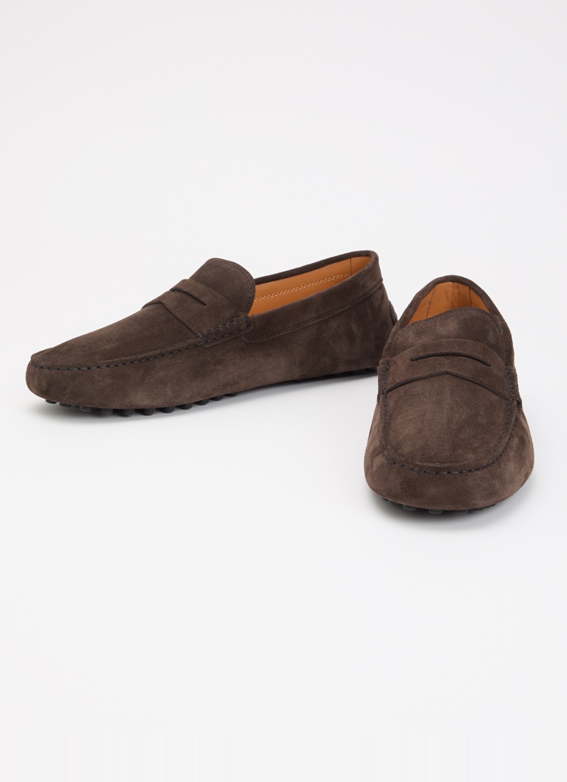 Tod's Gommino mocassin van suède - detail donkerbruin