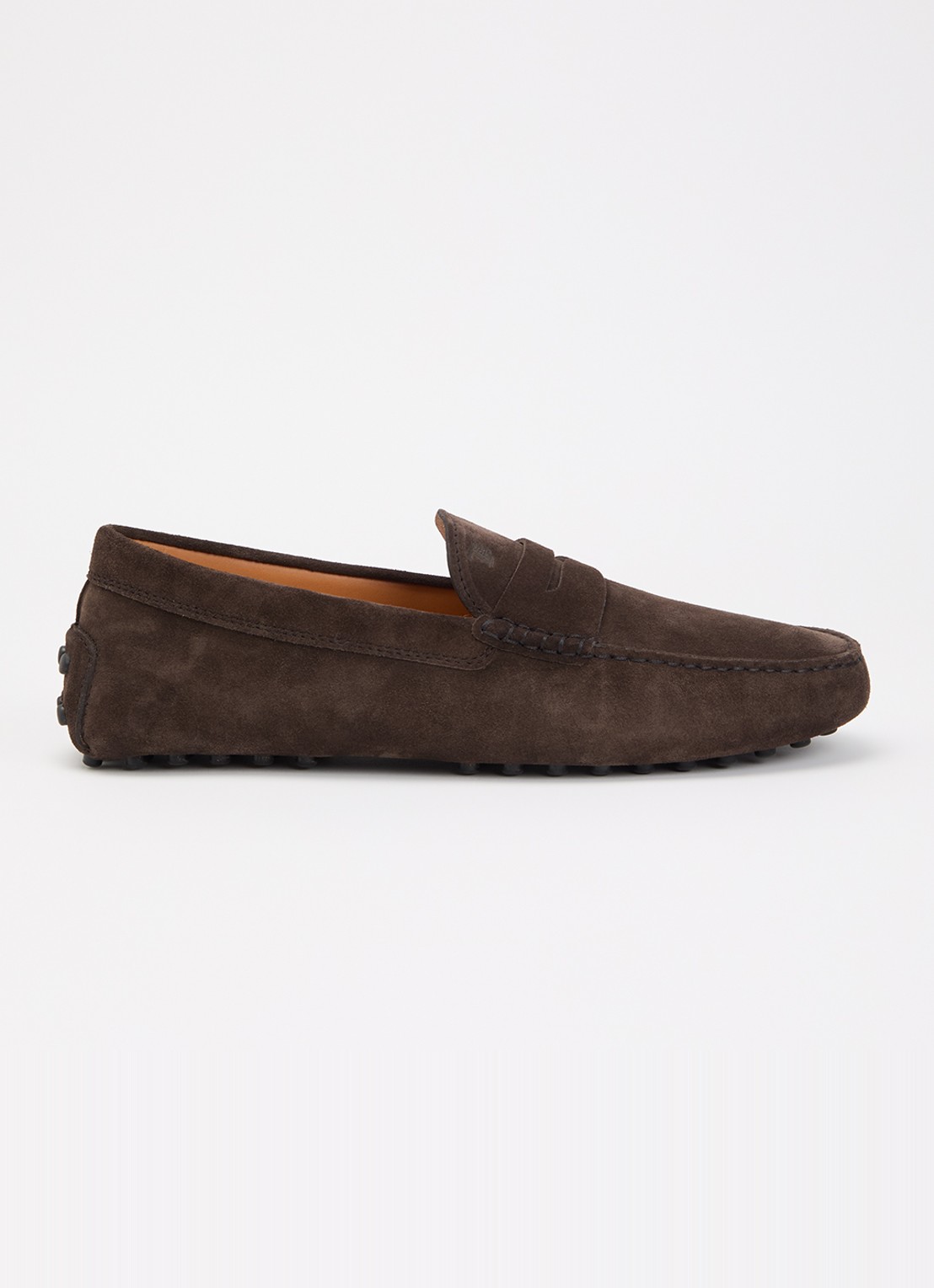 Tod's Gommino mocassin van suède - voorkant 6 donkerbruin