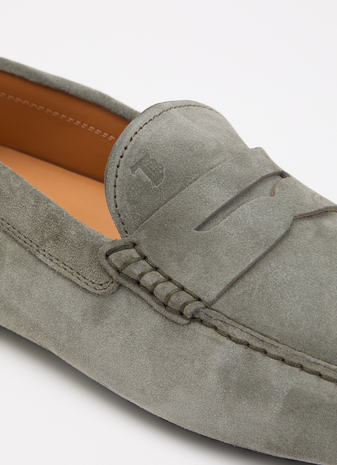 Tod's Gommino mocassin van suède - detail 4 olijfgroen