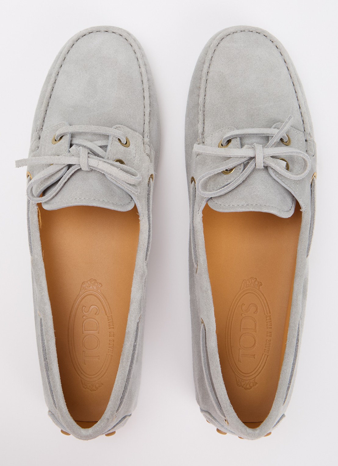 Tod's Gommino mocassin van suède - detail 4 grijs