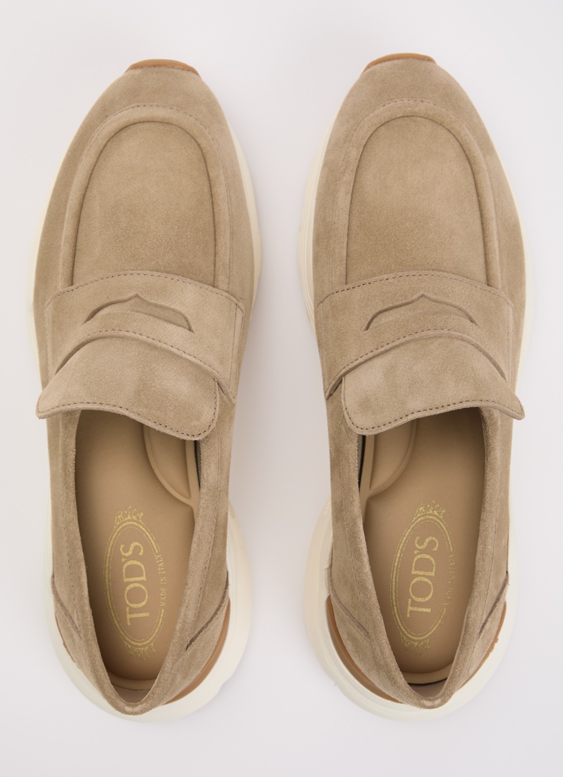 Tod's Mocassino Bordo slip-on van kalfssuède - detail 2 zand