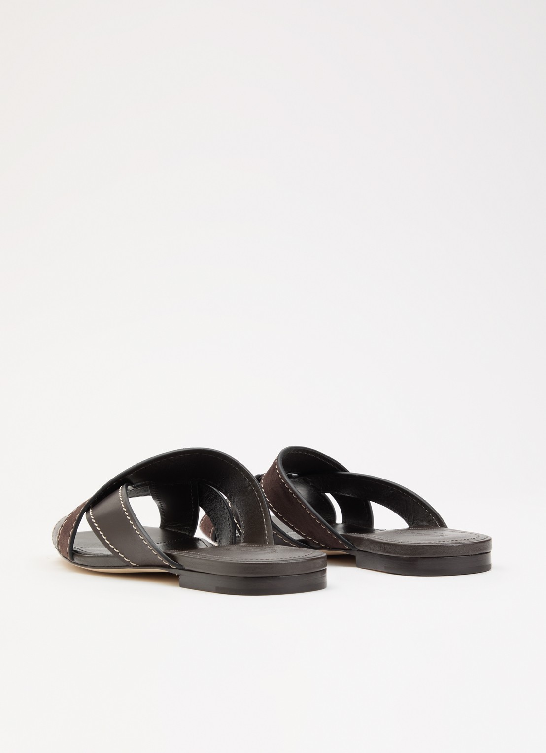 Tod's Sandaal van kalfsleer met details van suède - achterkant donkerbruin
