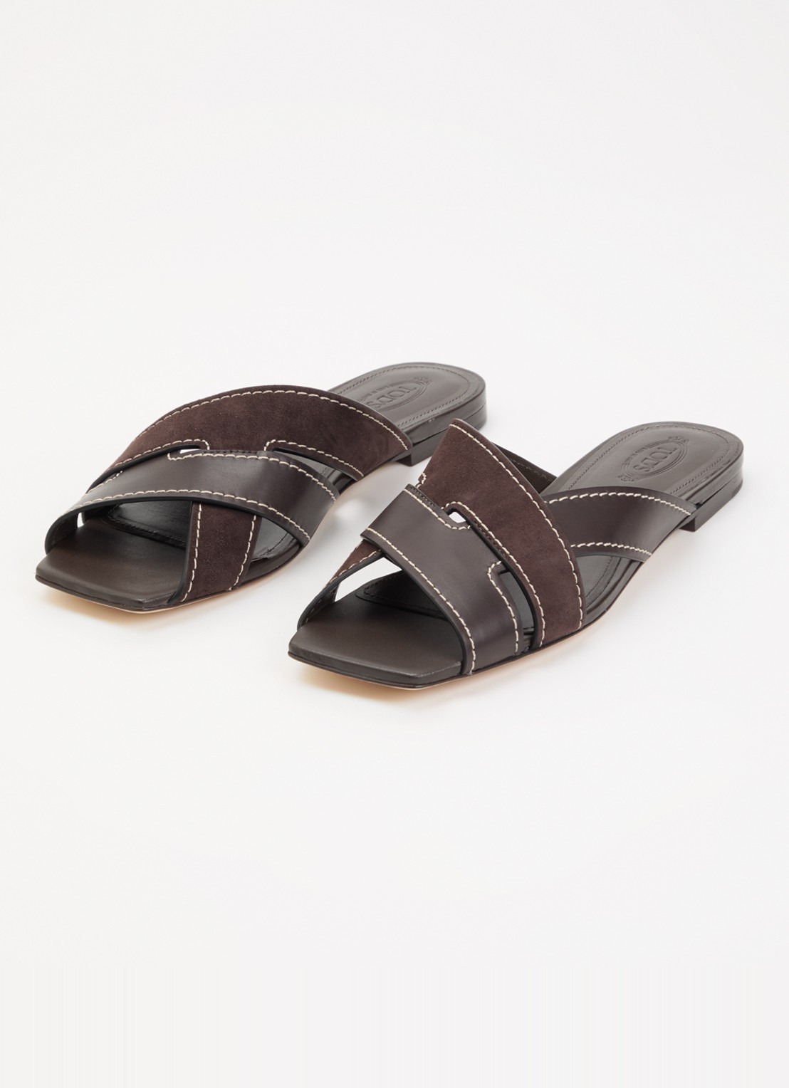 Tod's Sandaal van kalfsleer met details van suède - detail 3 donkerbruin