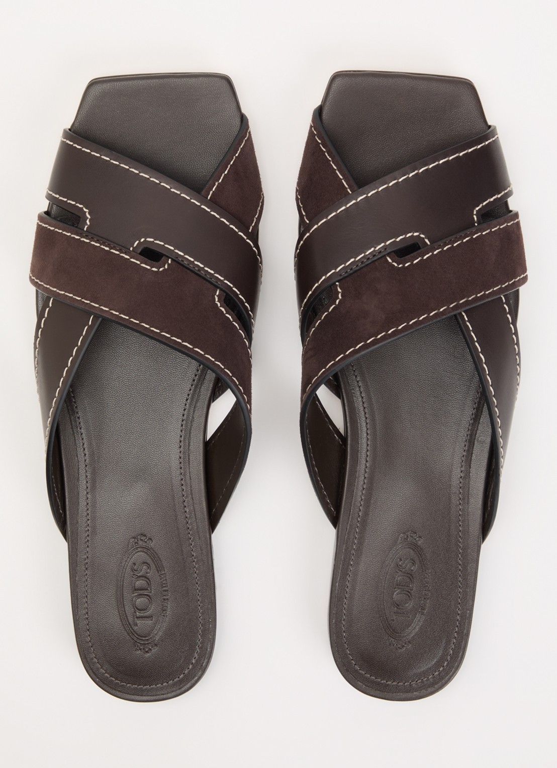 Tod's Sandaal van kalfsleer met details van suède - detail 4 donkerbruin
