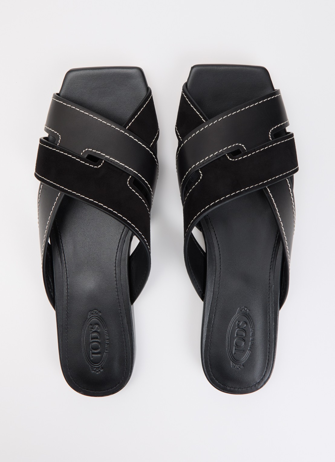 Tod's Sandaal van kalfsleer met details van suède - detail 2 zwart