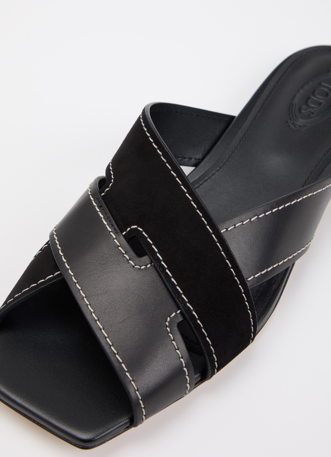 Tod's Sandaal van kalfsleer met details van suède - detail 4 zwart
