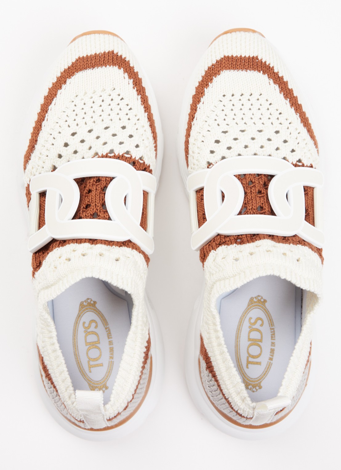Tod's Sneaker met gebreid bovenwerk - detail 4 gebroken wit