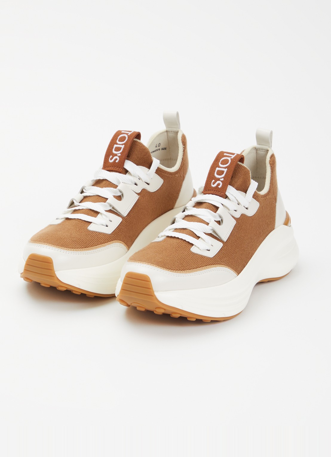 Tod's Sportiva sneaker met details van kalfsleer en logo  - detail 3 cognac