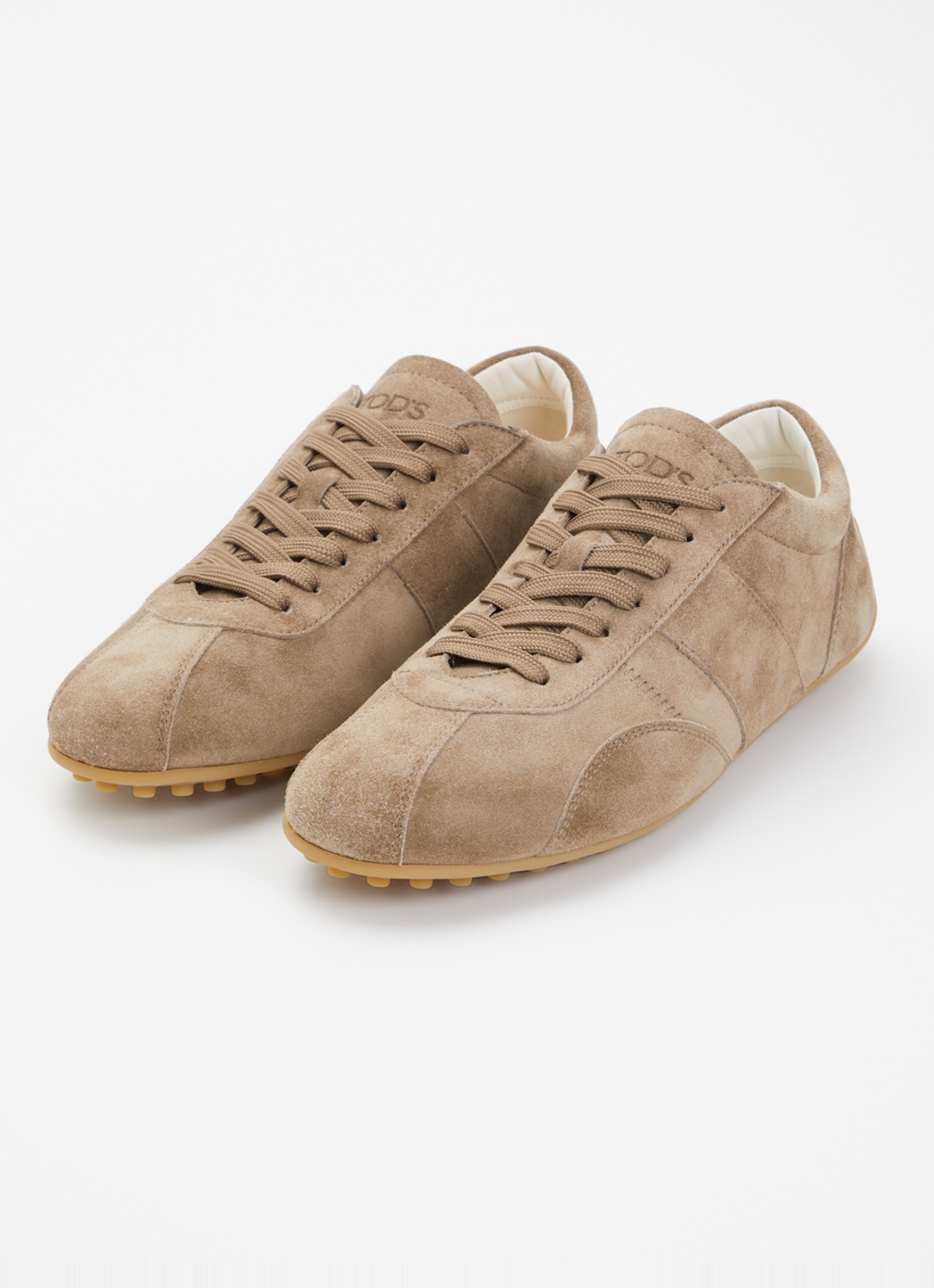 Tod's T-Marathon sneaker van kalfssuède - detail lichtbruin
